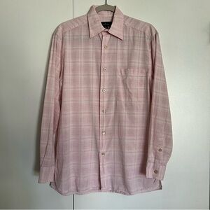 Ermenegildo Zegna Pink White Plaid Button Up Shirt size small made in Italy
